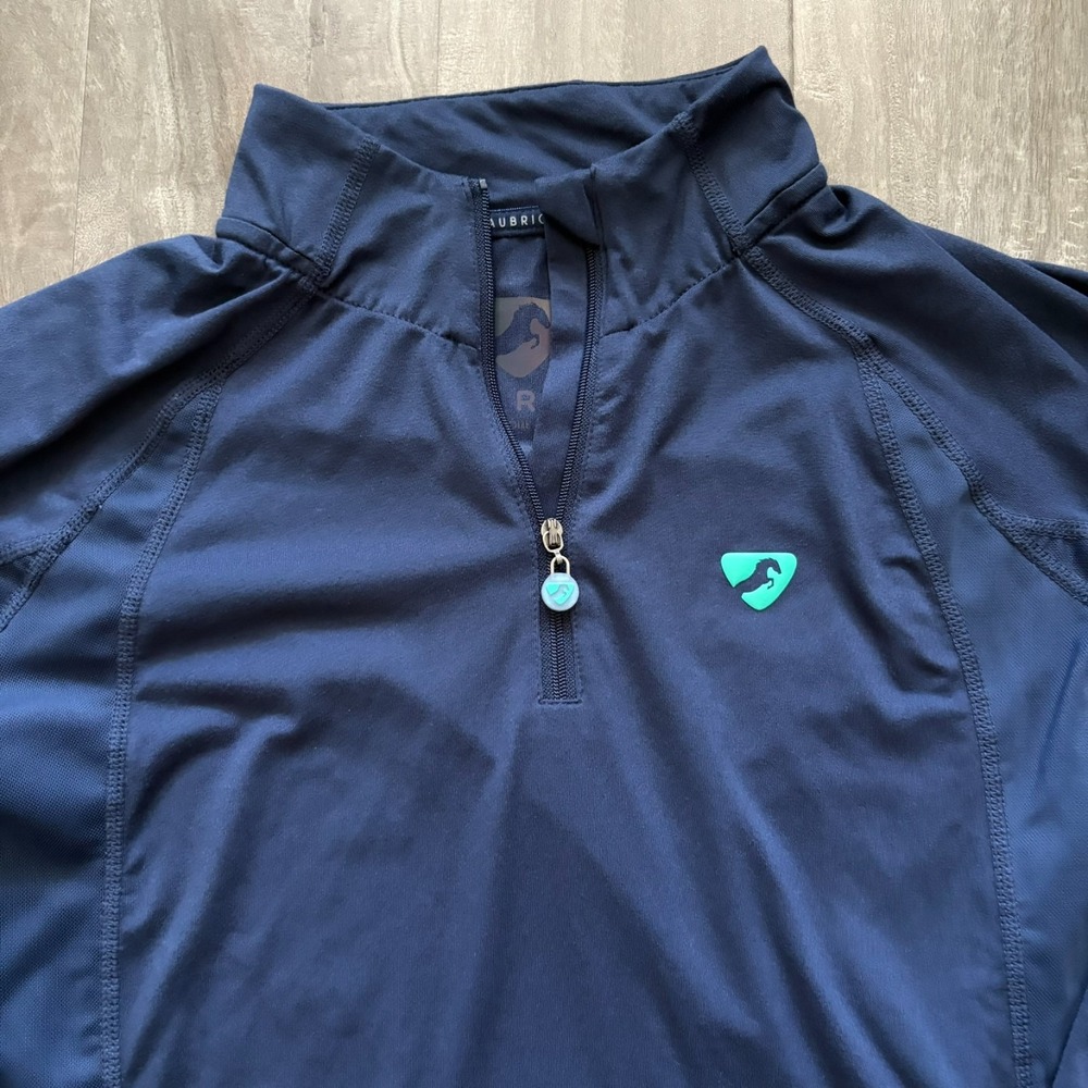 Aubrion Navy Blue‎ 1/4 Zip Long Sleeve Equestrian Base Layer Riding Top Medium - Picture 4 of 10